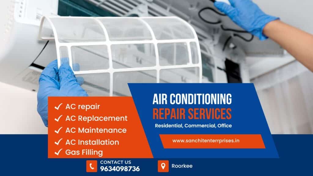 Professional technician conducting AC repair and maintenance service in Roorkee