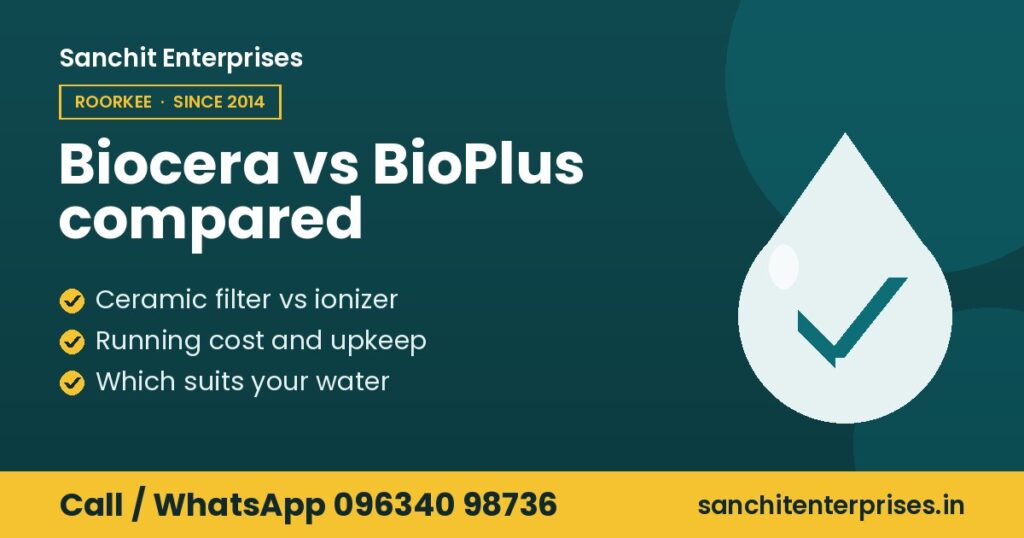 Biocera vs BioPlus alkaline water comparison by Sanchit Enterprises