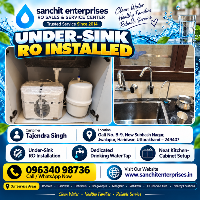 Under-Sink RO Installation in New Subhash Nagar, Jwalapur, Haridwar